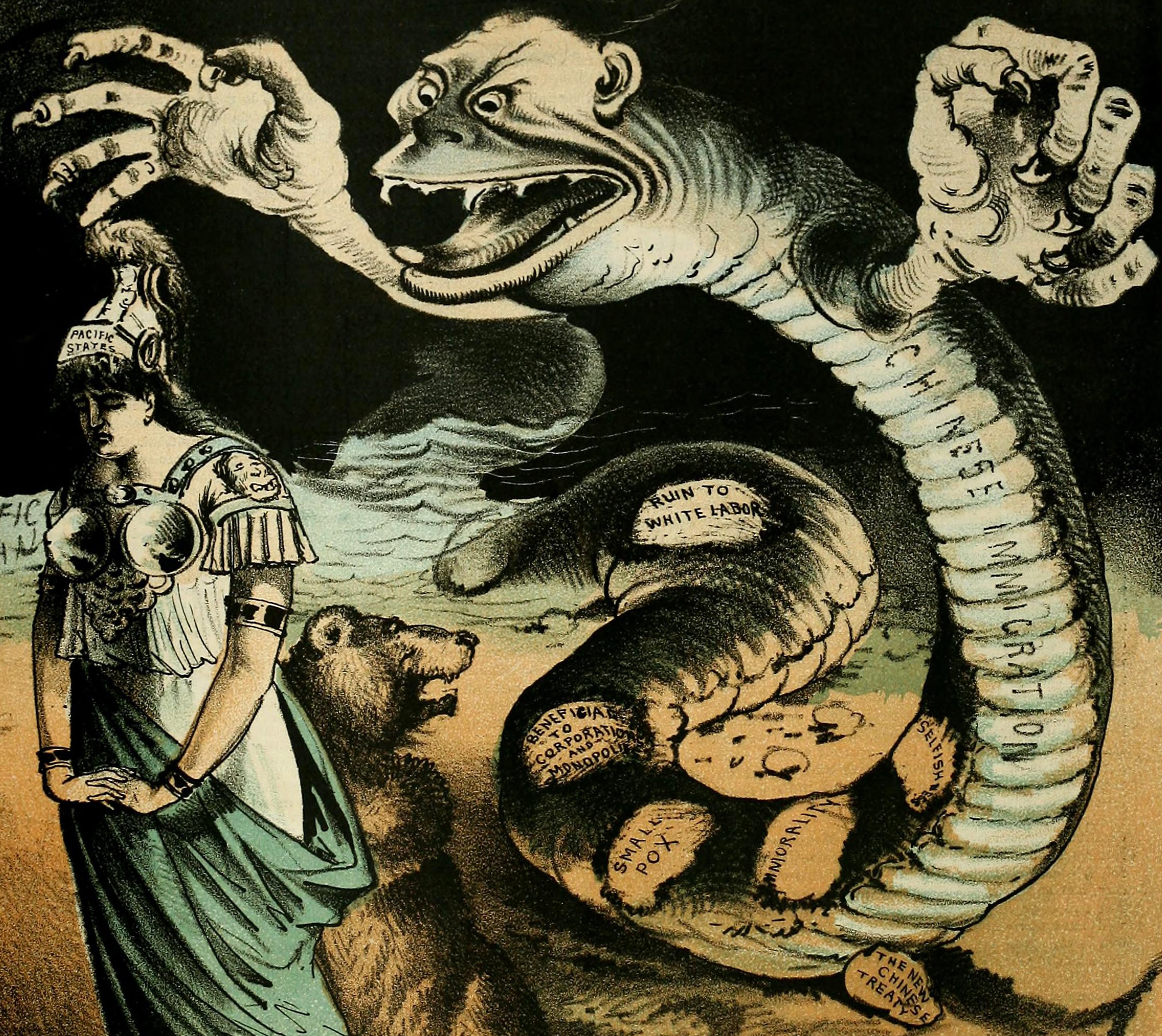 Detail of Immigration East and West (1881) by George Frederick Keller.